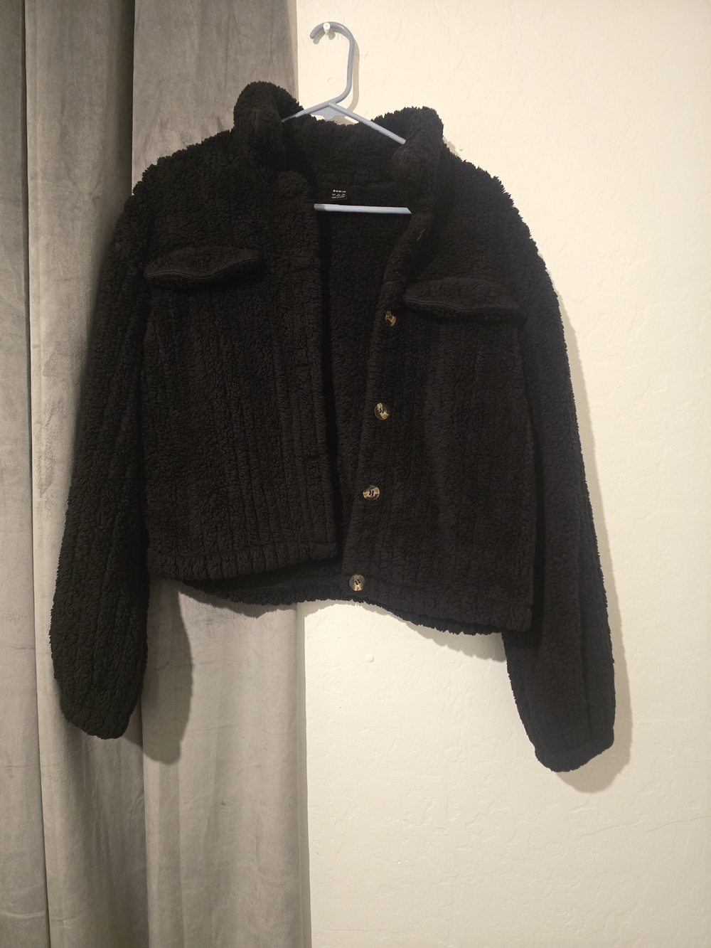 SHEIN Teddy Jacket in Black Small Like New